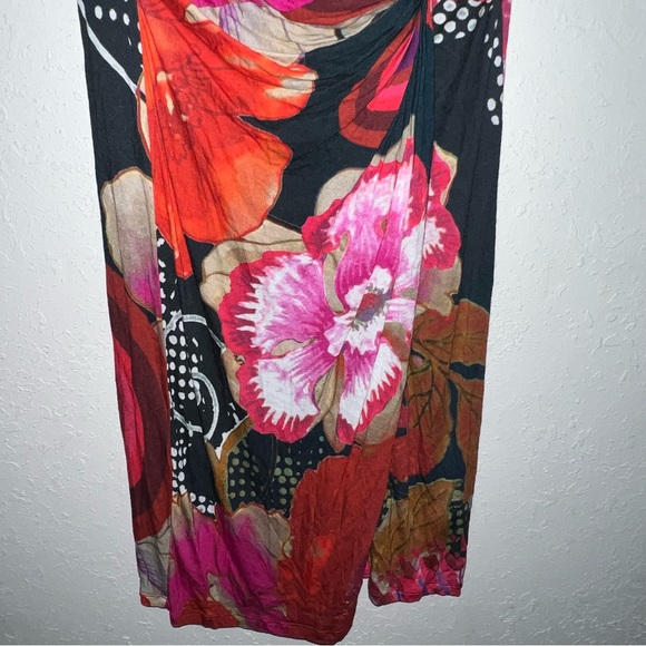 Desigual Azucena Midi Twist Front Floral Dress Size Large. - Picture 4 of 15